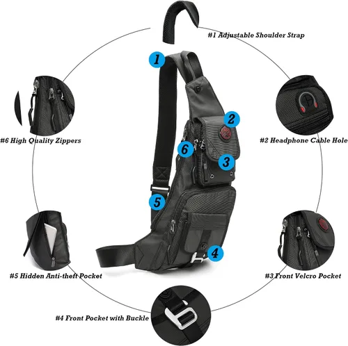 Miniatura 51 de Nicgid Sling Bag - Mochila bandolera para hombre), LYSB01NH075BJ-SPRTSEQIP