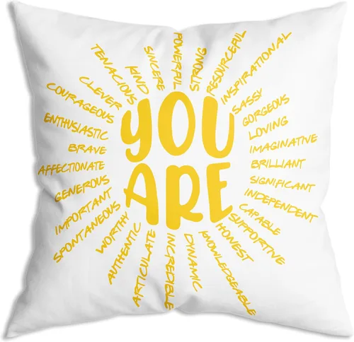 Miniatura 13 de Funda de Almohada Suave para Decoración con Citas Inspiradoras "Eres Valiente Suficiente Amado", Funda de Almohada y Cojín para Sofá, Sofá Cama