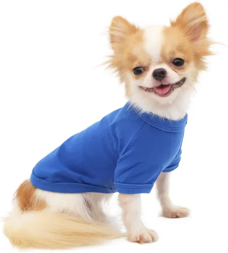 LOPHIPETS Camiseta para Perro 100% Algodón para Perros Pequeños Teacup Chihuahua Yorkie Ropa para Cachorros-Azul/S