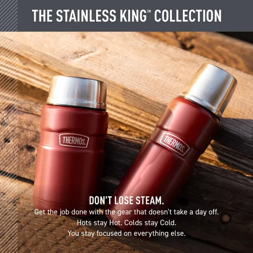 Miniatura 7 de Botella inoxidable compacta de 16 onzas líquidas, modelo King, de la marca Thermos, 16 onza, Acero inoxidable