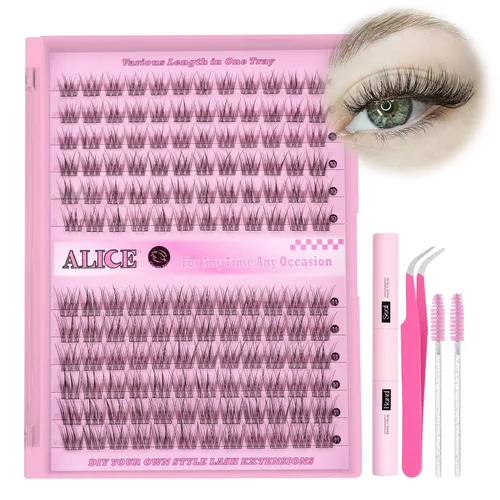 Miniatura 18 de Kit de extensión de pestañas DIY racimos de pestañas D-Curly voluminosos, pestañas individuales, kit de extensión de pestañas con herramienta