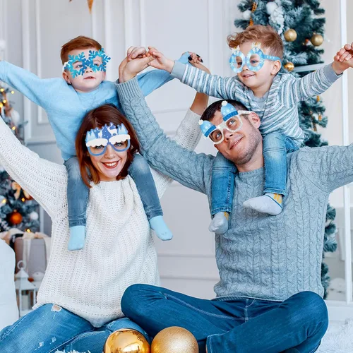 Miniatura 5 de 36 piezas de artículos de fiesta de invierno, gafas de papel de copo de nieve, decoraciones de fiesta de invierno del país de las maravillas