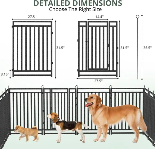Miniatura 4 de Cerca para perros interior y exterior, 32 pulgadas de altura, 32 paneles, corral para perros grandes/medianos/pequeños, corral de metal para patio