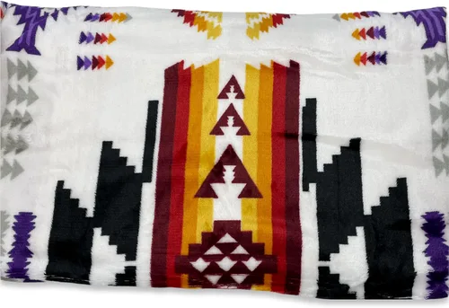 Miniatura 3 de Southwest Design 16112 - Manta con forro de sherpa (estampado navajo), color blanco