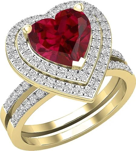 Dazzlingrock Collection Juego de anillos de compromiso de doble halo con diamantes naturales redondos y piedras preciosas creadas en laboratorio de