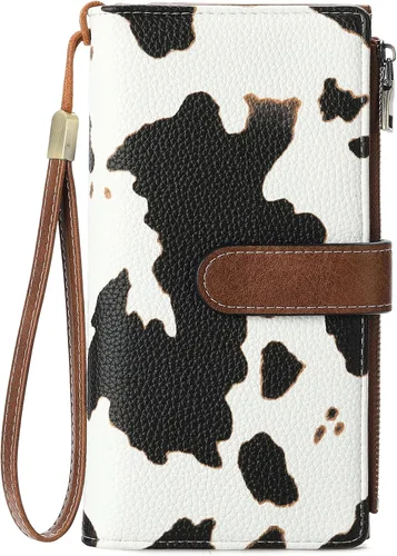 Miniatura 17 de GOIACII Carteras para Mujer de Gran Capacidad Portador de Tarjetas de Crédito Cartera Rfid Mujer Doble Cremallera Bolsillo Cuero Bifold para Damas
