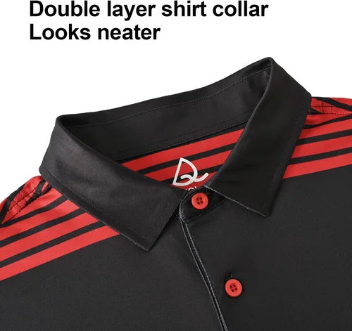 Miniatura 96 de DEOLAX Camisa de golf para hombre, con estampado de moda, atlética, de manga corta, clásica, casual, ajuste seco, suave, para hombres