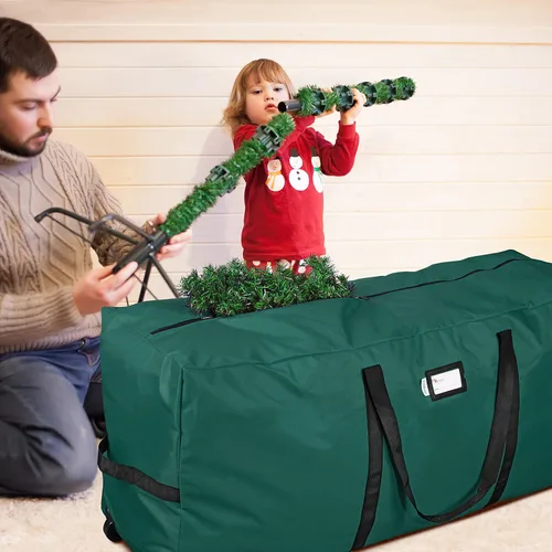 Miniatura 5 de Bolsa de almacenamiento para árbol rodante de Navidad, contenedor de almacenamiento grande y resistente, 22 pulgadas de alto x 16 pulgadas de ancho