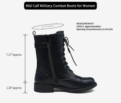 Miniatura 2 de Vepose Botas de combate militares de 28 a media pantorrilla para mujer con bolsillo tipo billetera para cuchillo de tarjetas