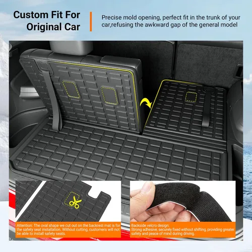 Miniatura 2 de powoq Tapete de suelo compatible con Honda Pilot 2016-2022 con alfombrilla de respaldo, forro de carga de repuesto para accesorios Honda Pilot