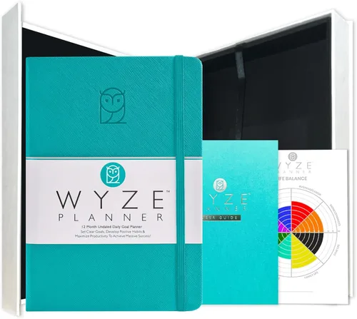 Miniatura 13 de Wyze Planner Agenda diaria sin fecha, organizador de productividad B5 de 1 año con dos páginas semanales, establecimiento de objetivos, seguimiento