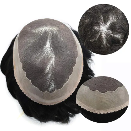 Miniatura 4 de Toupee - Sistema de reemplazo de cabello humano Remy europeo para hombre, tupé duradero fino mono con revestimiento de poliéster