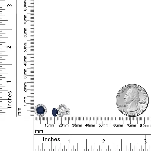Miniatura 6 de Gem Stone King Aretes redondos de plata de ley 925 de 0.236 in con piedra natal extraíble para mujer
