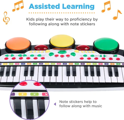 Miniatura 4 de Mejor elección productos 37 teclas, teclado electrónico para niños, instrumento musical, piano, juguete educativo con múltiples sonidos, luces