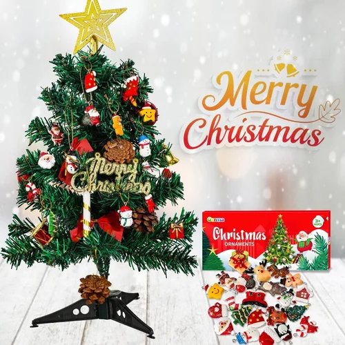 Miniatura 5 de Garma Juego de 36 mini adornos de Navidad de resina para árbol de Navidad, viene con una cadena pequeña de adorno colgante de Navidad