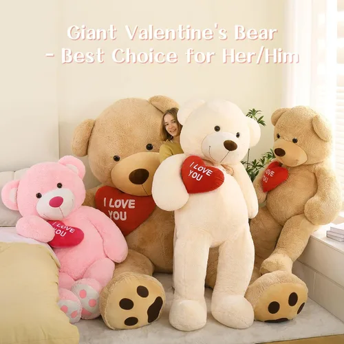 Miniatura 3 de BENINY Osos de peluche grandes en forma de corazón rojo, osos de peluche negros con bordado "Te quiero" para novia, osos de peluche grandes