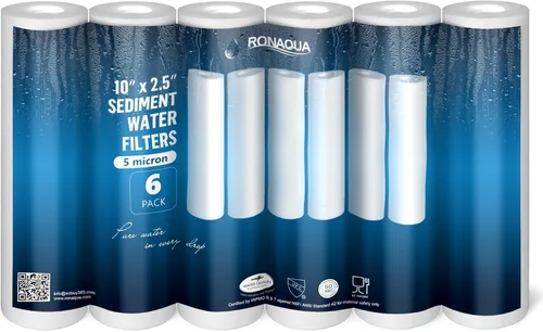 Miniatura 12 de Ronaqua Cartucho de filtro de agua de sedimentos de 20 micrones de 10 x 2.5 pulgadas, certificado NSF, filtración de 4 capas para cualquier unidad