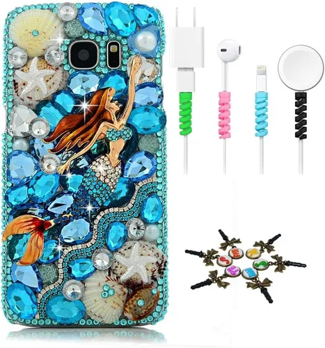 Miniatura 6 de Sparkle Funda compatible con Samsung Galaxy J2 Prime – Elegante funda 3D hecha a mano con diseño musical de flores grandes con protector de cable