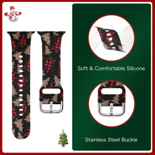 Miniatura 2 de Correas de reloj de regalo de Navidad compatibles con Apple Watch Band de 1.614 in 1.575 in para mujeres y hombres Series 9, 8, 7, correas