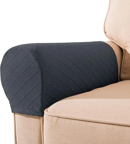 Fundas para reposabrazos de sofá, paquete de 2 fundas elásticas para sillón, protector de reposabrazos de muebles para sofá, silla, sillón Gris
