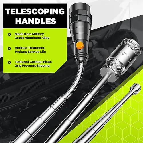 Miniatura 3 de Juego de herramientas de recogida magnética telescópica, telescopio de espejo de inspección, linterna LED, accesorios geniales para hombres, regalo