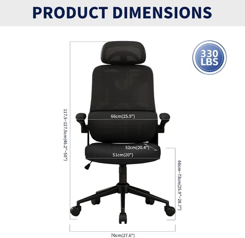 Miniatura 3 de Silla ergonómica de oficina – Silla de escritorio con reposacabezas ajustable soporte lumbar silla de computadora – Silla cómoda de malla
