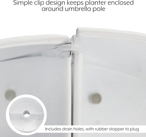 Miniatura 7 de AuldHome Design Maceta de sombrilla para mesa de patio con agujero para sombrilla (blanco)