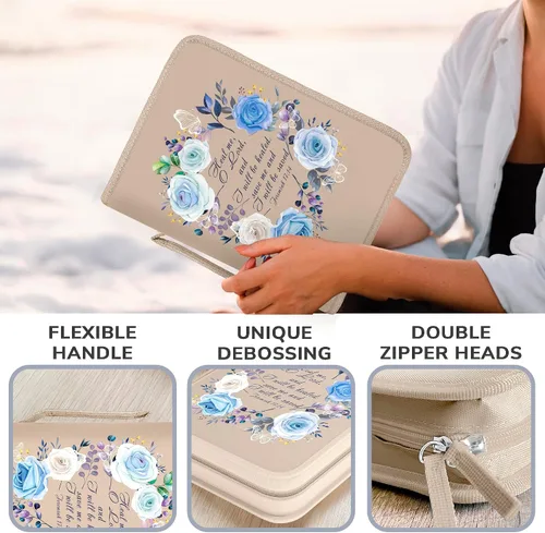 Miniatura 29 de DEHITE Funda para la Biblia para mujer, bolsas de transporte de la Biblia, tamaños medianos y grandes, ranuras para bolígrafos, tela de primera