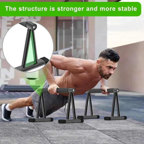 Miniatura 2 de Dolibest Push Up Bar, 12'' High Parallettes Bars with 8 Rubber Feet & Foam Handle, Dip Bars with Stable Triangle Base for Calisthenics, Handstand
