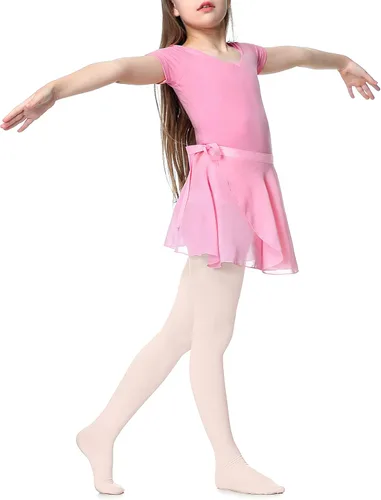 Miniatura 6 de Century Star Leotardo de ballet para niñas pequeñas, conjuntos de vestido de ballet, conjunto de vestido de ballet de manga corta, falda combinada