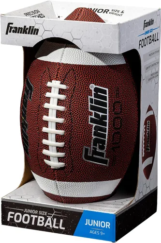 Miniatura 8 de Franklin Sports Youth + Adult Footballs - Extra Grip 1000 Official Size, Junior + Pee Wee Kids - 1 + 12 Packs Café/Blanco