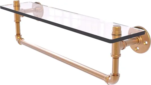 Miniatura 10 de Allied Brass P-410-16-GSTB Pipeline Collection - Estante de cristal para toallas de 16 pulgadas, 16 pulgadas, bronce cepillado