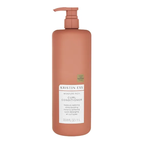 Kristin Ess Acondicionador de rizos rico en humedad para el cabello, 33.8 fl oz, para cabello rizado + ondulado, desenredante, vegano, sin sulfatos,