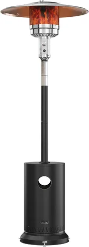 Miniatura 12 de EAST OAK Calentador de patio de 50,000 BTU para uso al aire libre con diseño de mesa redonda, quemador de acero inoxidable de doble capa, ruedas