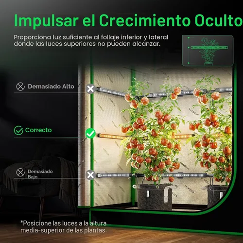 Miniatura 5 de VIVOSUN Lumaray - Barras de luz LED de crecimiento de 16 pulgadas (4 bares), iluminación lateral de espectro completo con 60% de luz roja de hasta