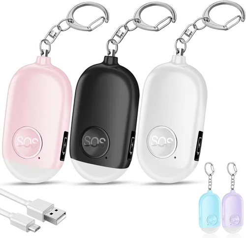 Miniatura 13 de Hion Alarma de seguridad personal para mujeres, recargable de 130 dB, llavero de alarma de autodefensa con linterna LED, seguridad sonora segura