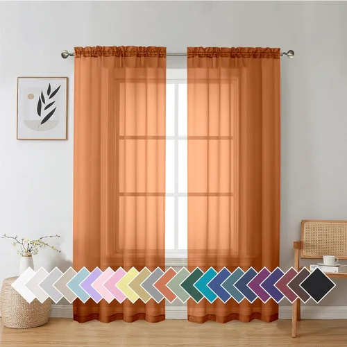 Miniatura 186 de Aiyufeng 2 paneles de cenefa transparente negra de 14 pulgadas de largo, cortinas cortas negras transparentes para dormitorio, cortinas de cocina