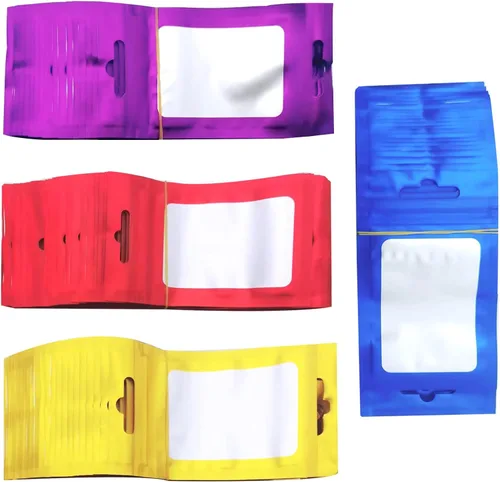 Markeny Paquete de 200 bolsas de Mylar con cierre de cremallera, bolsas de papel de aluminio metálico de Mylar planas, bolsas de almacenamiento de