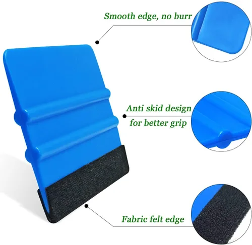 Miniatura 4 de 2 Piezas Herramienta de Alisado de Papel Pintado, Raspador de Vinilo para Vehículos con Felpa para Tinte de Ventana y Película para Papel Pintado