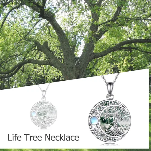 Miniatura 12 de ONEFINITY Collar de plata de ley 925 con diseño de árbol de la vida con colgante de nudo celta de concha de abulón para mujer