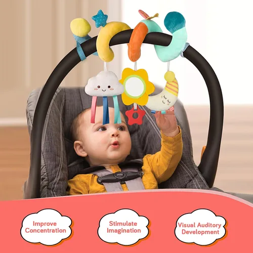 Miniatura 3 de MONSTIME Juguetes de asiento de automóvil para bebés de 0 a 6 meses, juguetes para niños y niñas, juguetes para recién nacidos de 0 a 3 meses