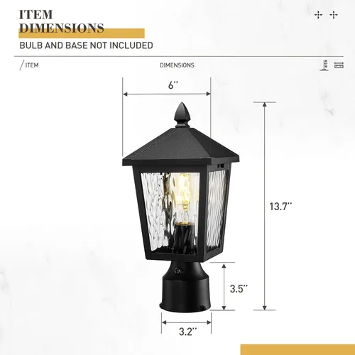 Miniatura 6 de zeyu Lámpara de poste de linterna con sensor de fotocélula, iluminación de poste al aire libre del atardecer al amanecer de 13.7 pulgadas, accesorio