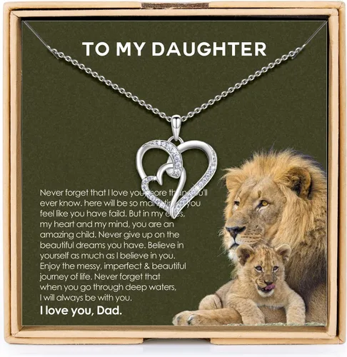 Regalos para hija de papá, collar de plata de ley 925 para hija, regalos para hija, padre, hija, regalos para mi hija, collar de cumpleaños