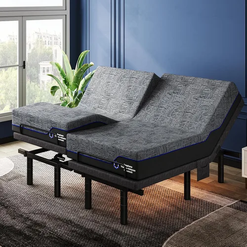 Miniatura 15 de Pipishell Base de cama ajustable individual XL y colchón de espuma viscoelástica de 14 pulgadas con masaje, base de cama eléctrica con espuma