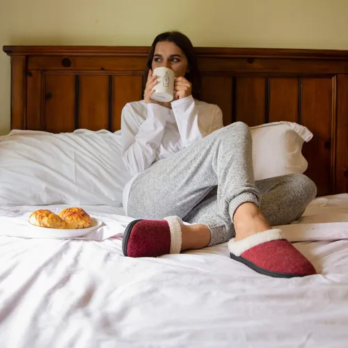 Miniatura 6 de Wishcotton Pantuflas de casa Sherpa con espuma viscoelástica para mujer para interiores y exteriores