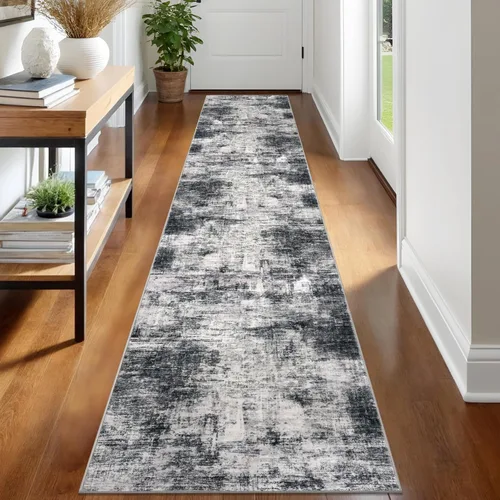 Miniatura 123 de IOHOUZE Alfombra pequeña abstracta de 2 x 3 pies, alfombra de entrada lavable para entrada interior, alfombras con respaldo de goma, alfombra gris