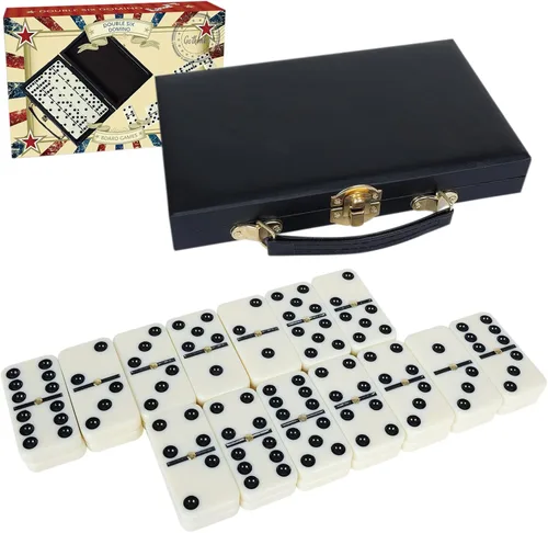 GOTHINK Juego de Dominó Doble 6 Portátil para Adultos con Caja de Almacenamiento, 28 Fichas, Juego de Dominó para Viajes de Vacaciones - Juegos de