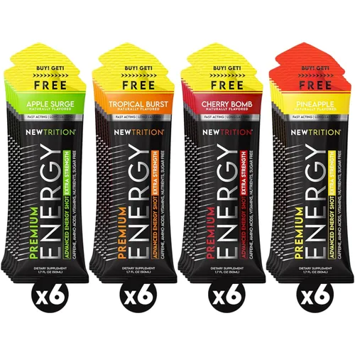 Miniatura 9 de NewTrition® Shots de Energía Extra Fuertes, Sin Azúcar 1.7 fl oz (Paquete de 24, 8 Sabores) - Bebidas Energéticas de 250mg de Cafeína con Vitamina B