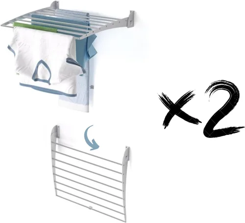 Miniatura 11 de foxydry Tendedero plegable para colgar en la pared, vertical plegable para interiores y exteriores, en acero aluminio (31.5 in)