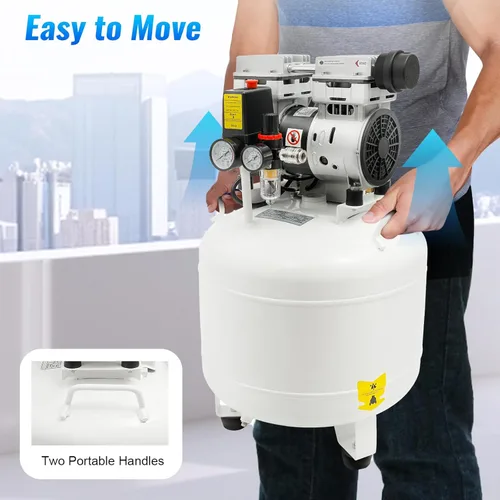 Miniatura 6 de Compresor de aire, compresor de aire médico dental grande de 40 L/10.57 gal con silenciador de filtro de aire, 750 W, 115 PSI, potente bomba